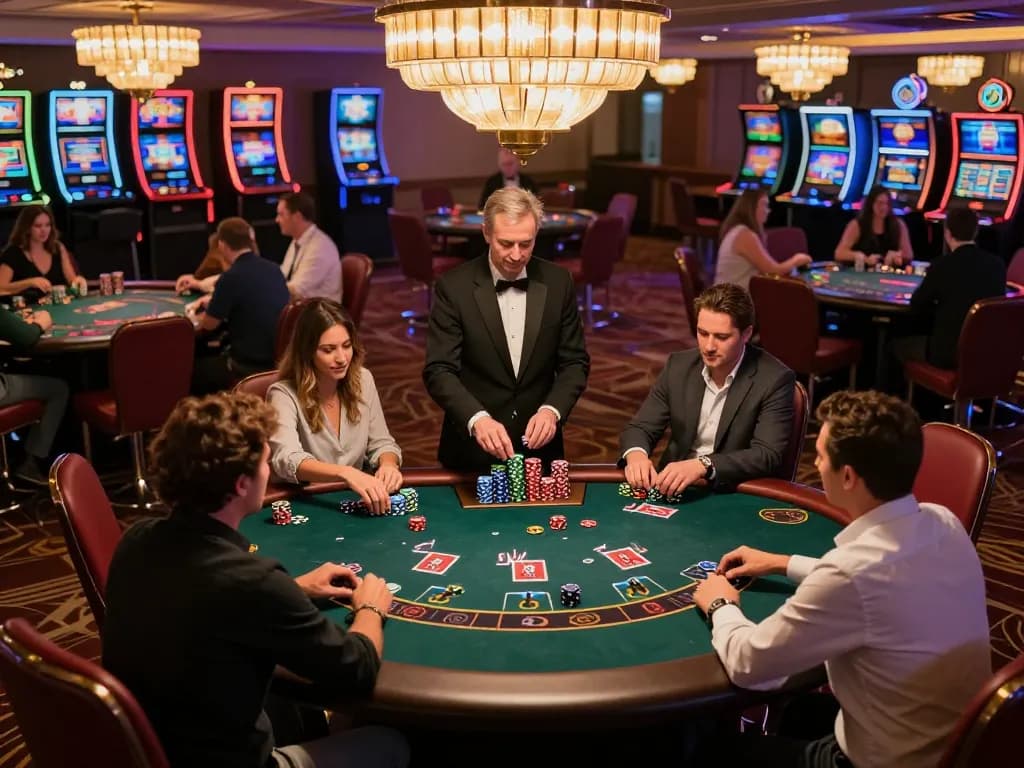 Players engaged in high-stakes blackjack at SC88 OKVIP casino, showcasing vibrant gaming environment.