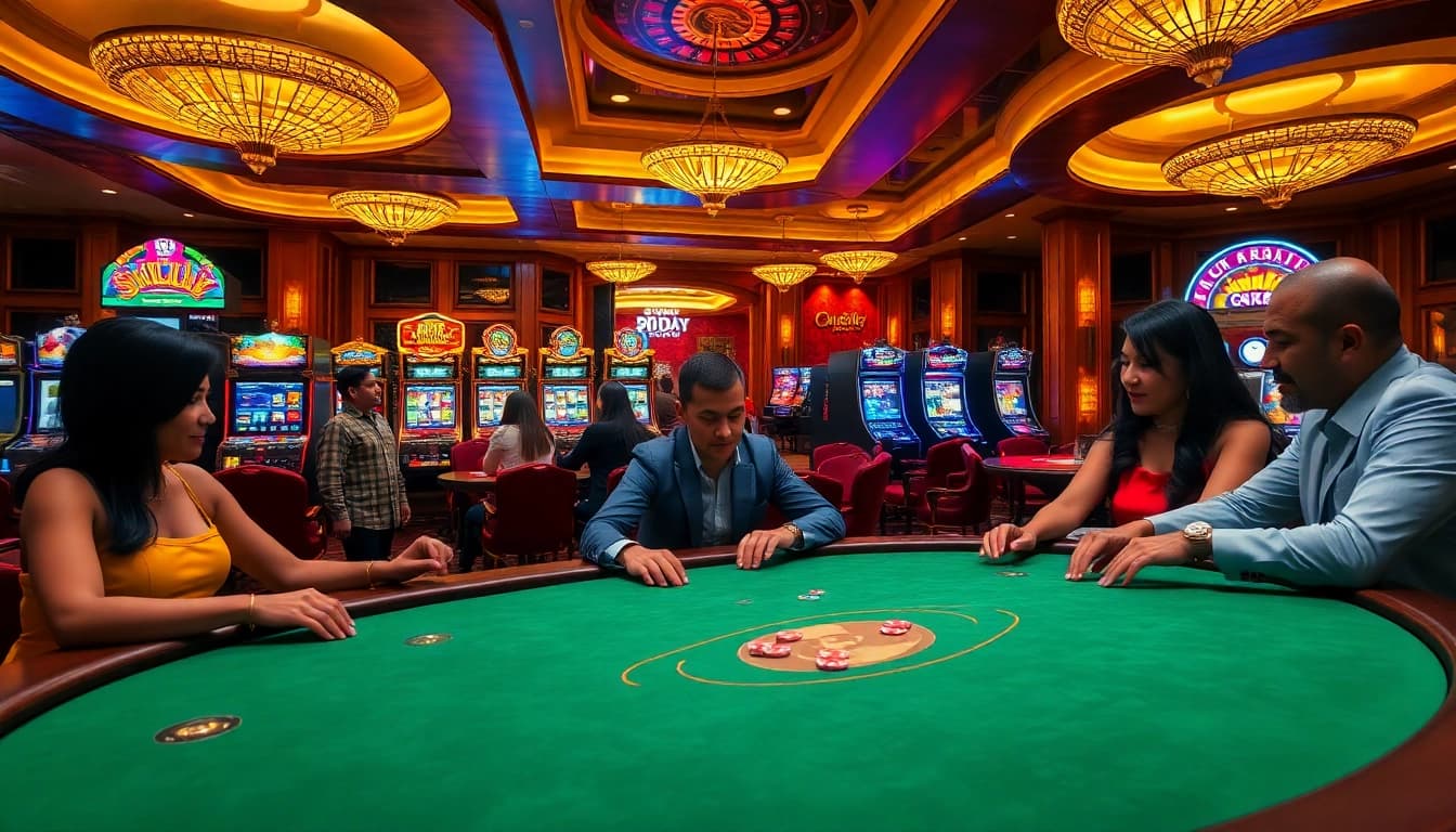 Experience thrilling poker action and luxurious gaming at 8DAY.COM with vibrant casino elements.