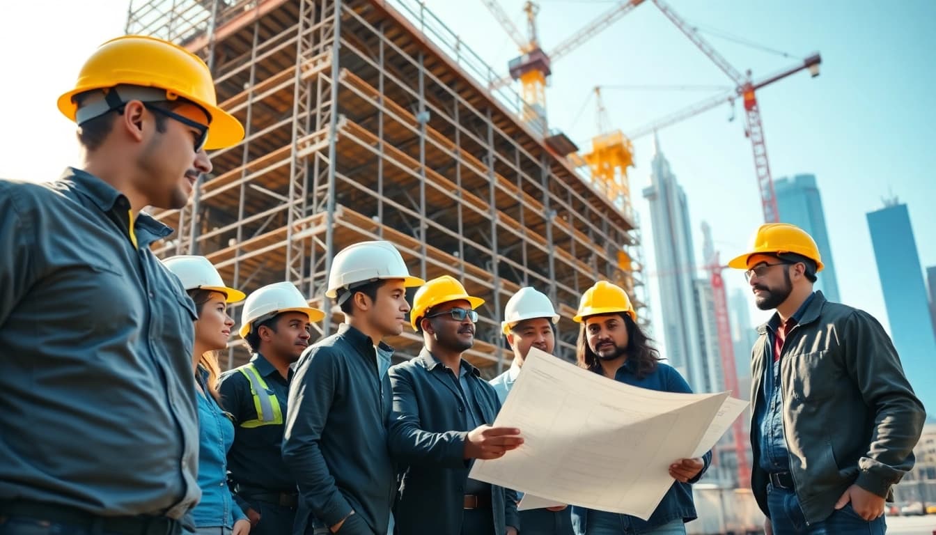 New York City Commercial General Contractor team collaborating on a construction site.