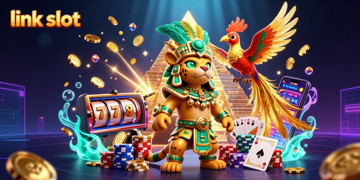 Experience the thrill of slot gaming with link slot and dynamic reels illustrated in a captivating scene.