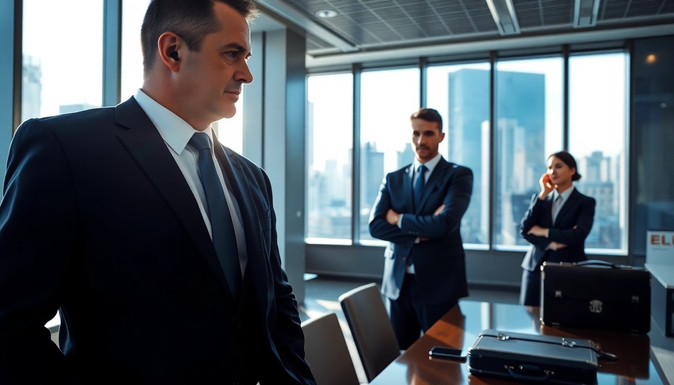 HKSSC Bodyguard Service providing professional protection for clients in a corporate setting.