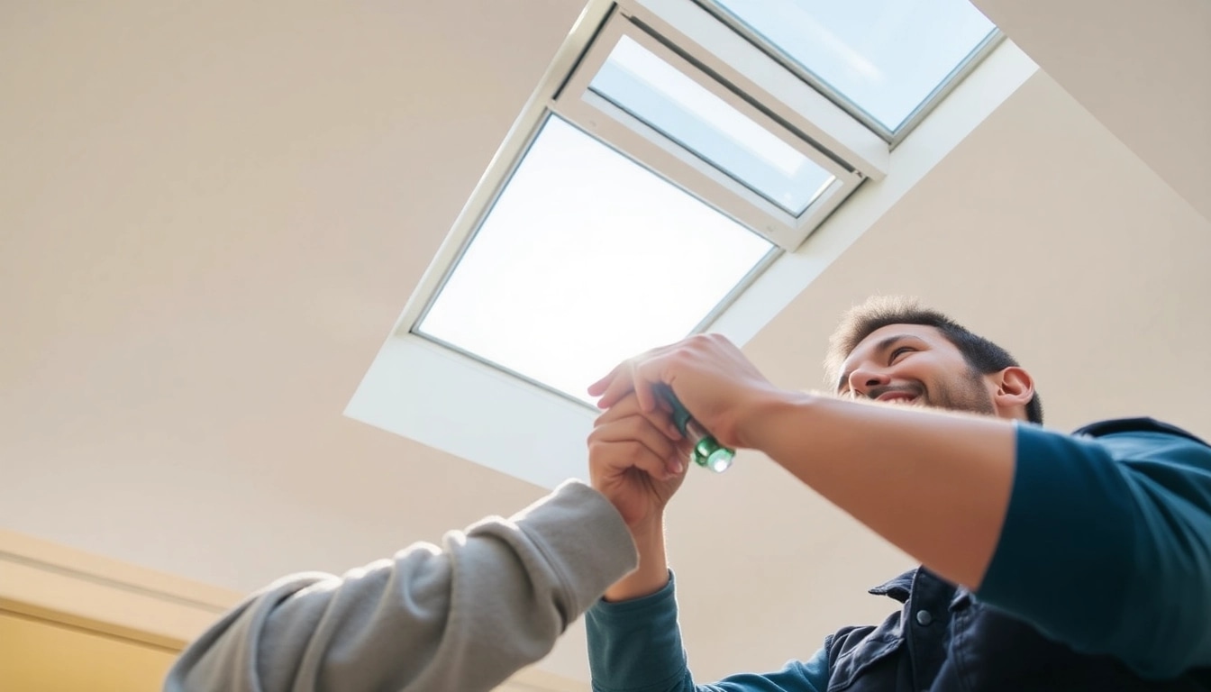 Velux repairs by an expert technician enhancing a skylight's functionality.