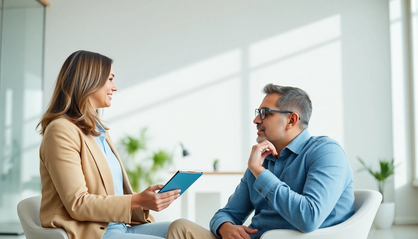 How to find my perfect career coach helping an individual in a modern office setting.