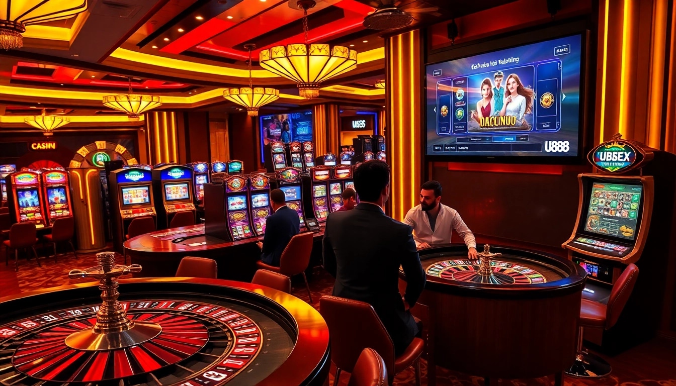 Experience the thrill of gambling at Trang chủ U888, featuring luxurious casino tables and vibrant action.