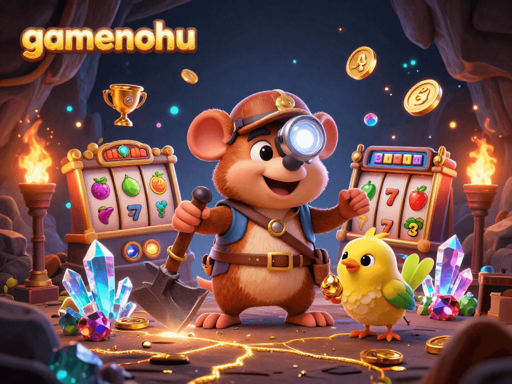Spin the reels of gamenohu's exciting slot game with treasure hunter mole and golden elements!