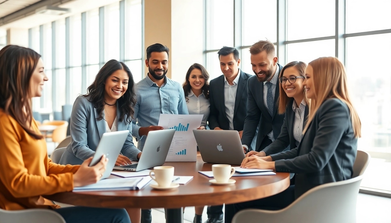 Collaborative business professionals in Australia engaging in a meeting with modern technology.