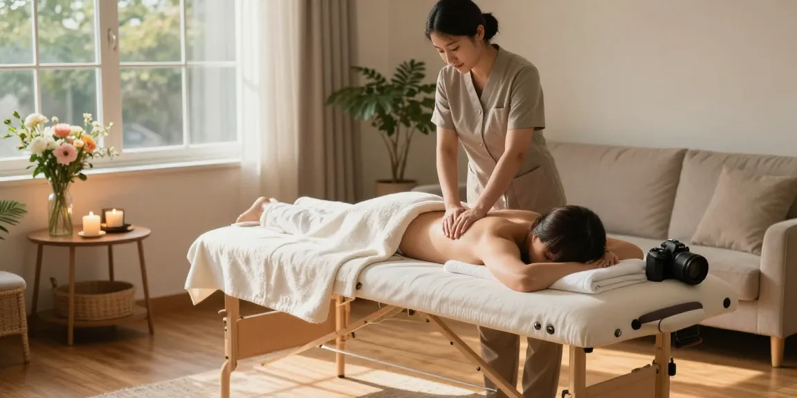Relaxing 계산동출장마사지 session in a cozy living room with serene atmosphere.
