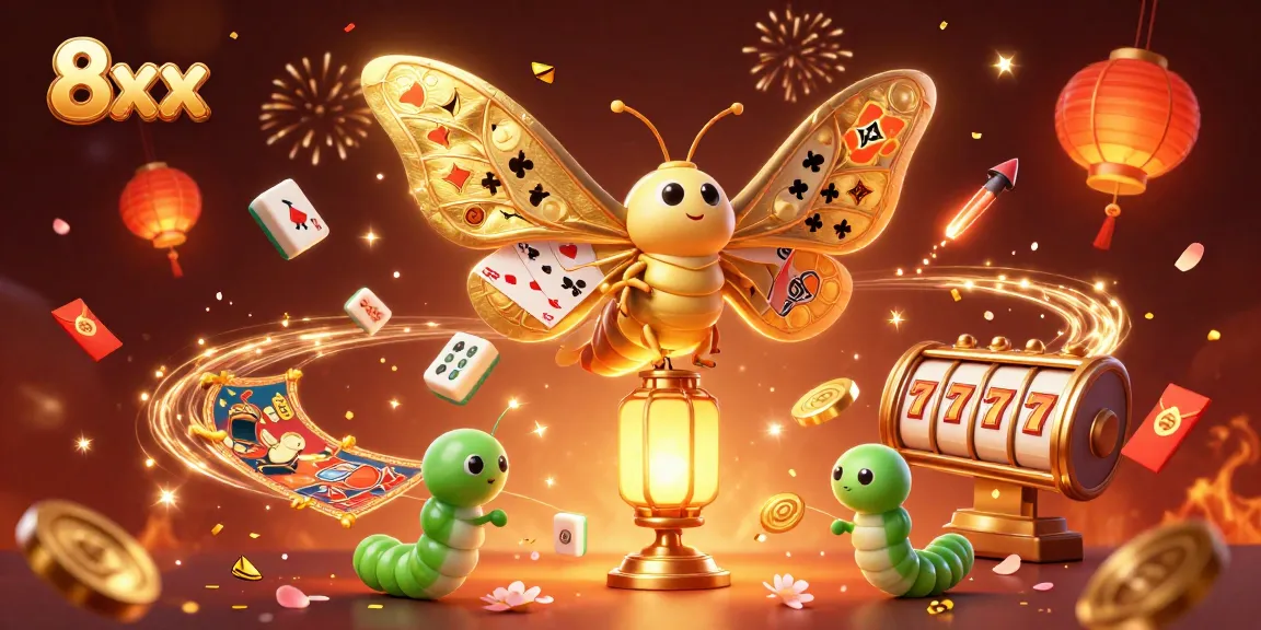 Experience thrilling casino adventures with 8xx showcasing vibrant 3D elements and festive imagery.