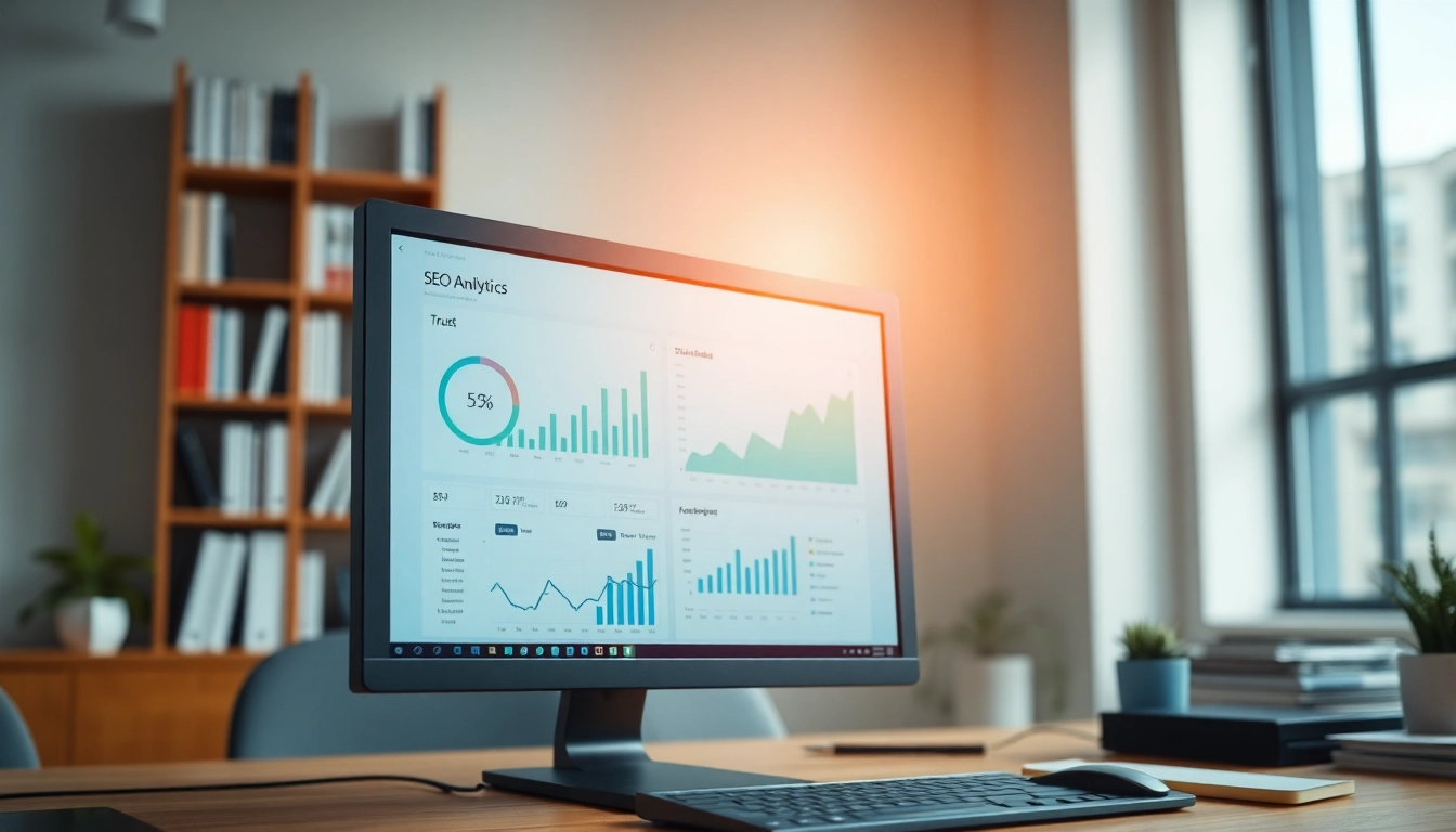Visualize the SEO Rank with analytics on a digital marketing workspace