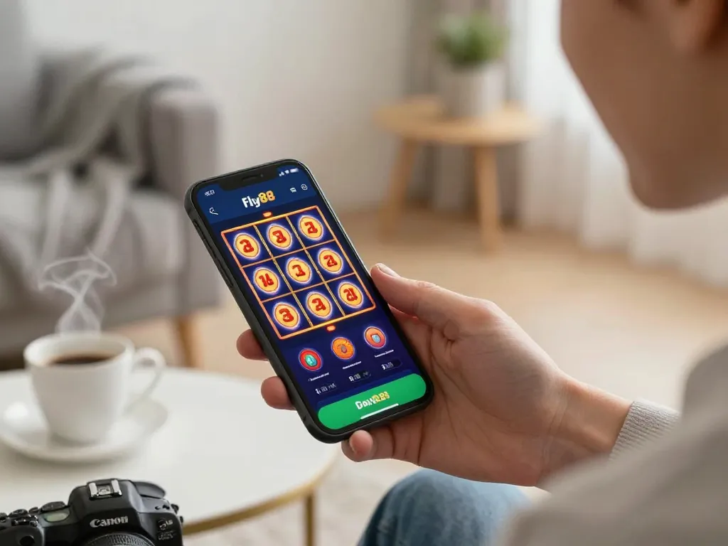 Player engaging with the fly88 mobile app for an immersive online gaming experience.