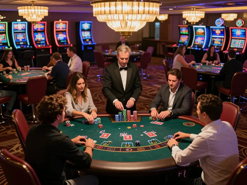 Players engaged in high-stakes blackjack at SC88 OKVIP casino, showcasing vibrant gaming environment.