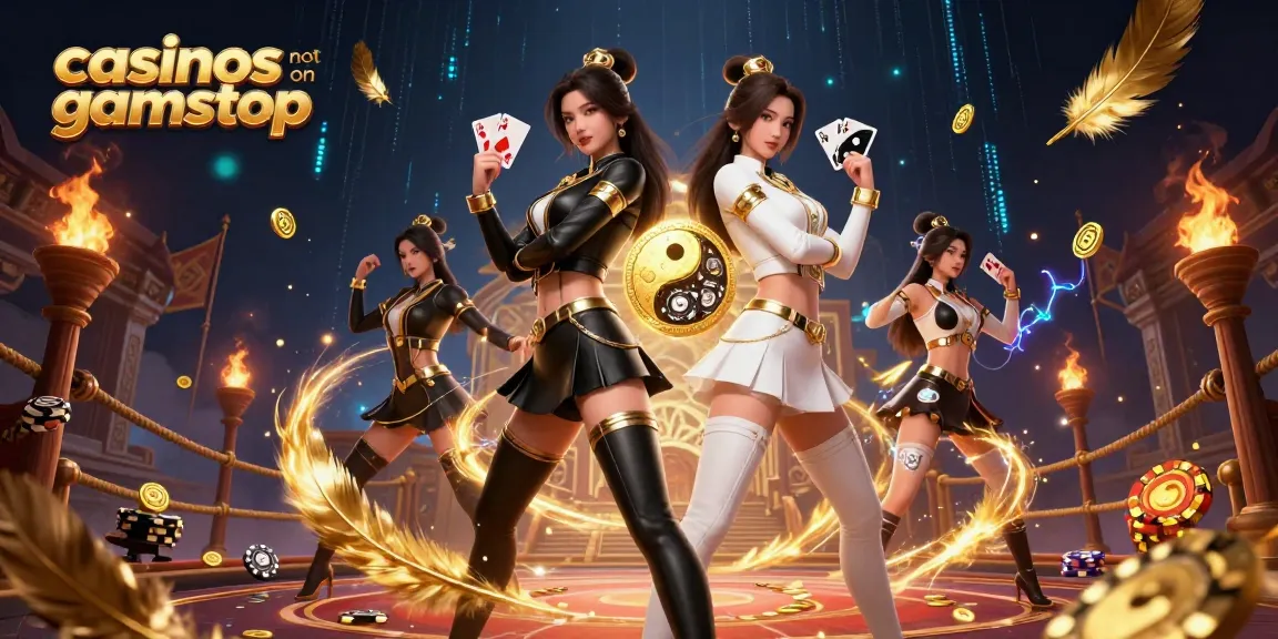 Engage with casinos not on gamstop in this vibrant, detailed digital illustration featuring Asian women holding playing cards.