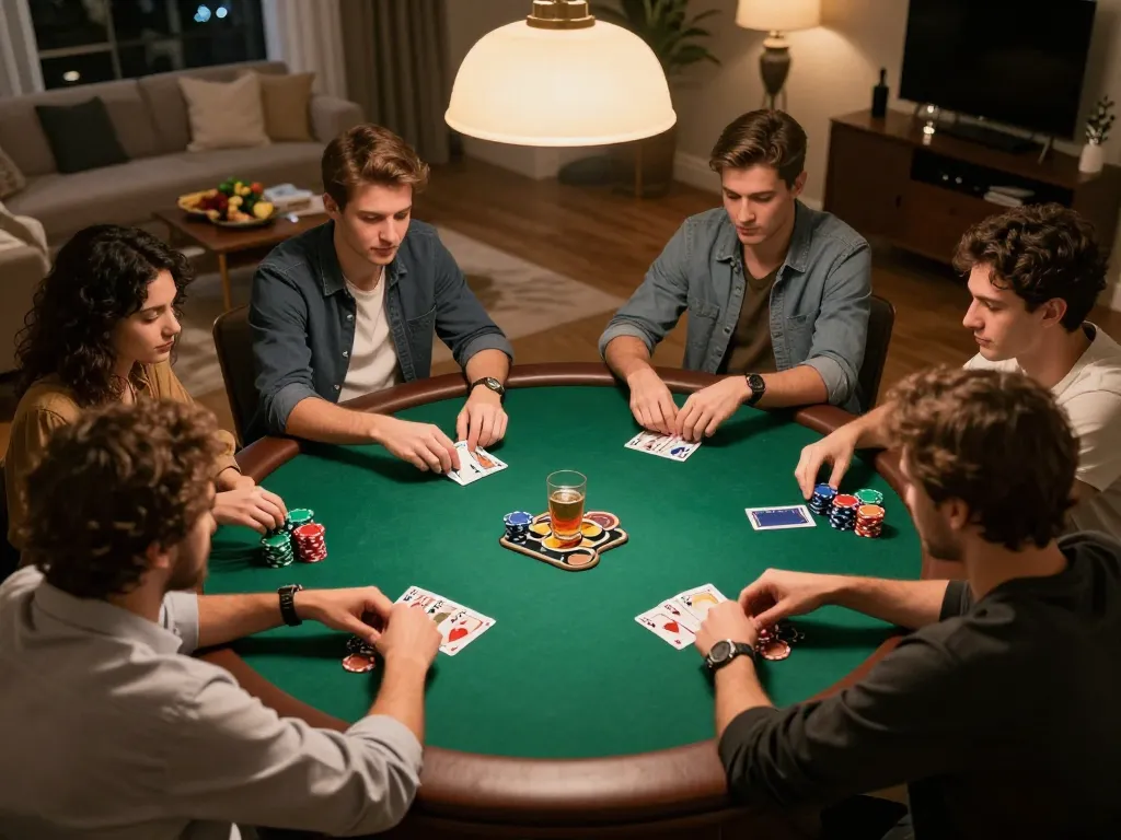 Players enjoying an engaging poker night at home celebrating wins at AE888 COM.