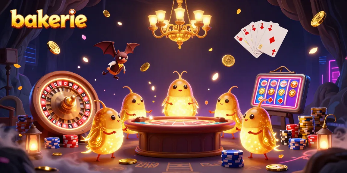 Enjoy thrilling gameplay at bakerie with glowworms illuminating a vibrant casino scene filled with excitement.