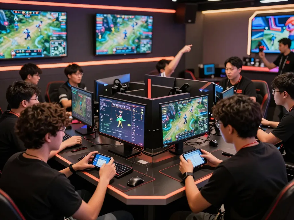 Fans engaging in esports betting at TR88's modern gaming setup with live odds