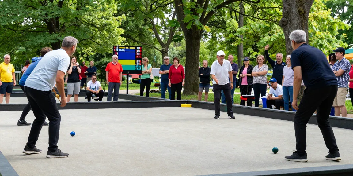 Community petanque event showcasing diverse players and lively atmosphere, enhancing fopikotabanjarma.org's representation of petanque sports.