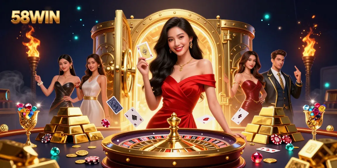 Encounter thrilling moments at 58WIN's dazzling casino with stunning visuals and golden rewards.