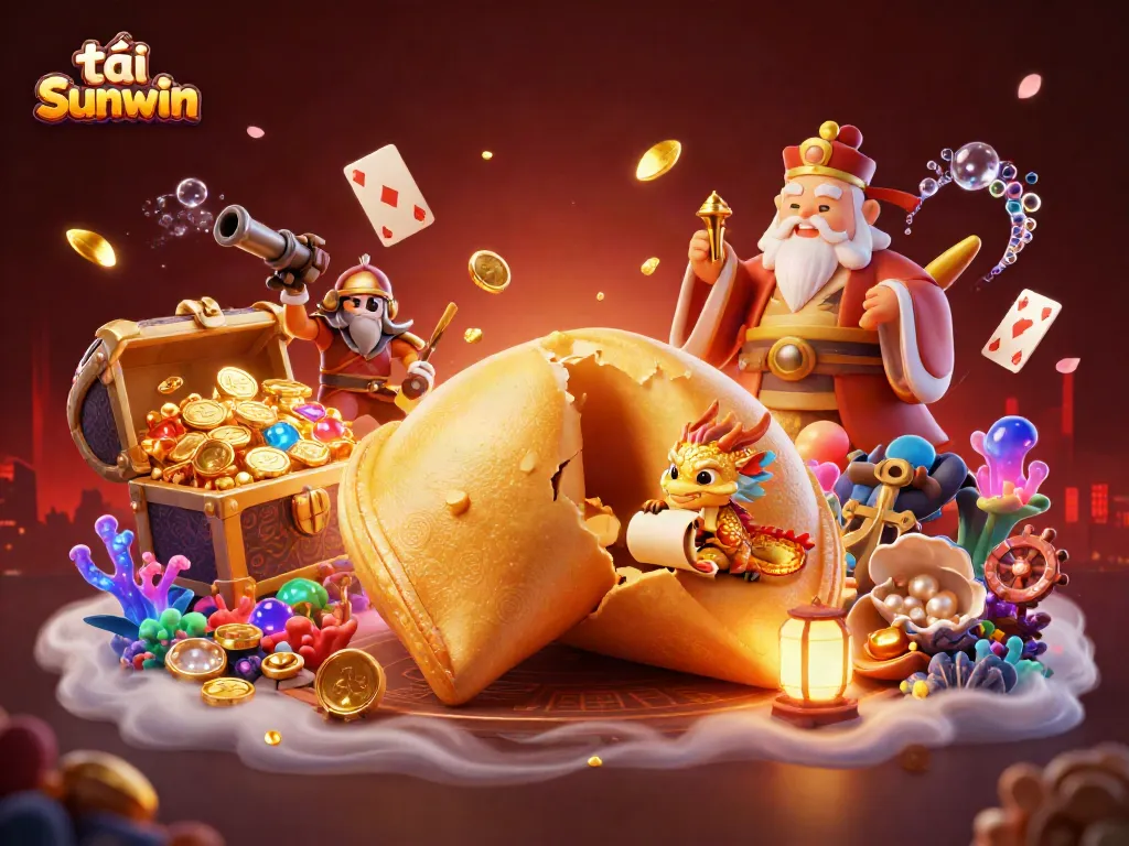 Experience the thrill of tải Sunwin with colorful gems and dynamic characters in a vibrant game illustration.