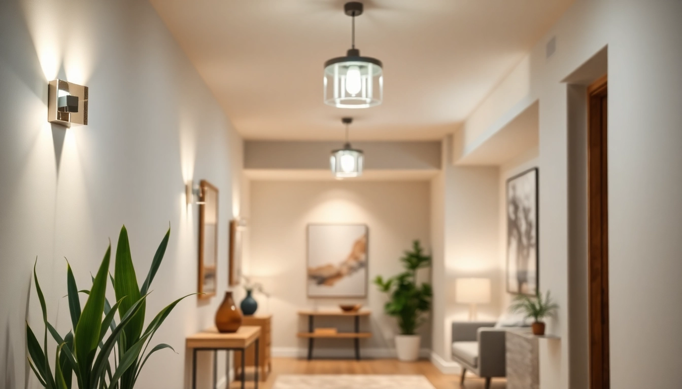Highlighting hallway lighting fixtures with modern design in a stylish home environment.