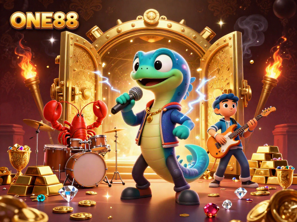 Experience thrilling gaming at ONE88 with an electric eel DJ and vibrant underwater casino elements.
