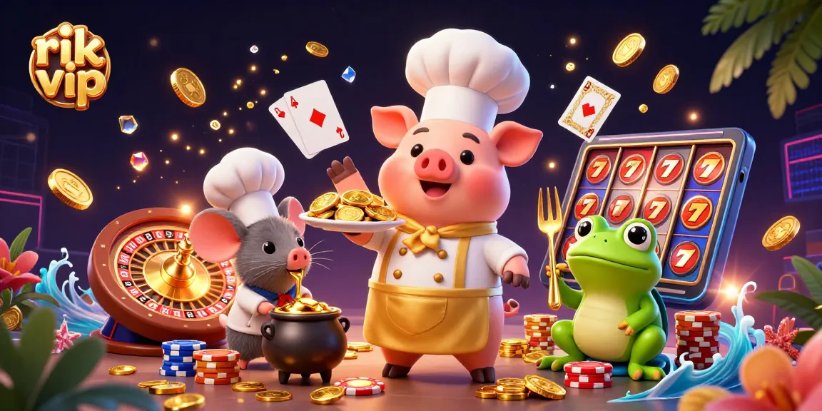Experience the thrill of rik vip with captivating slot reels and golden coins in 3D casino illustration