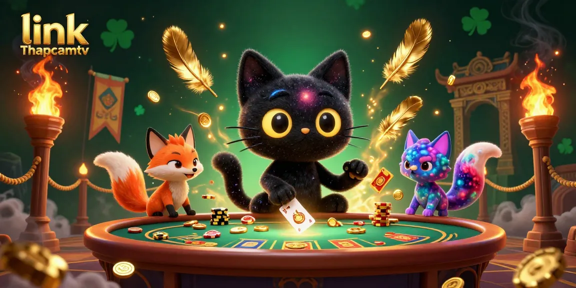Experience thrilling gameplay with link Thapcamtv featuring vibrant cosmic cats and rich casino elements.