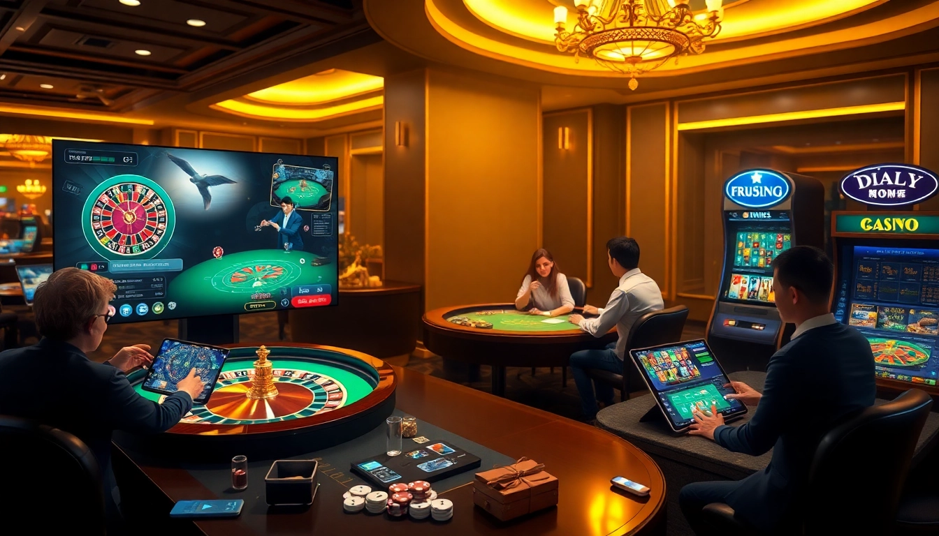Engage in exciting gameplay at du88 trang chủ with vibrant casino visuals, including roulette and slot machines.