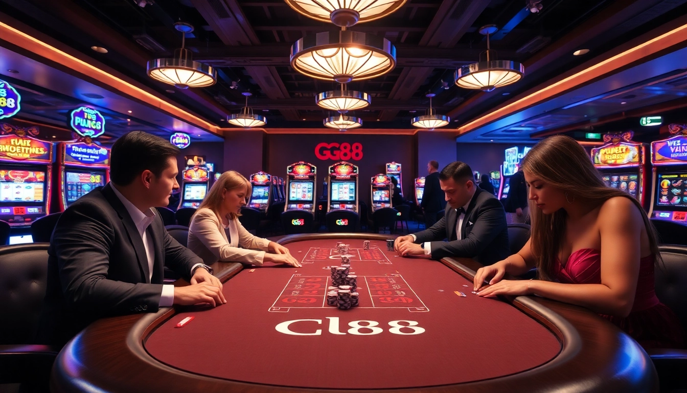 GG88 vip poker players strategizing at a luxurious table in an upscale casino