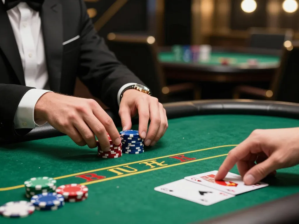 Engaging moment at KK55 poker table where players strategize and place bets.