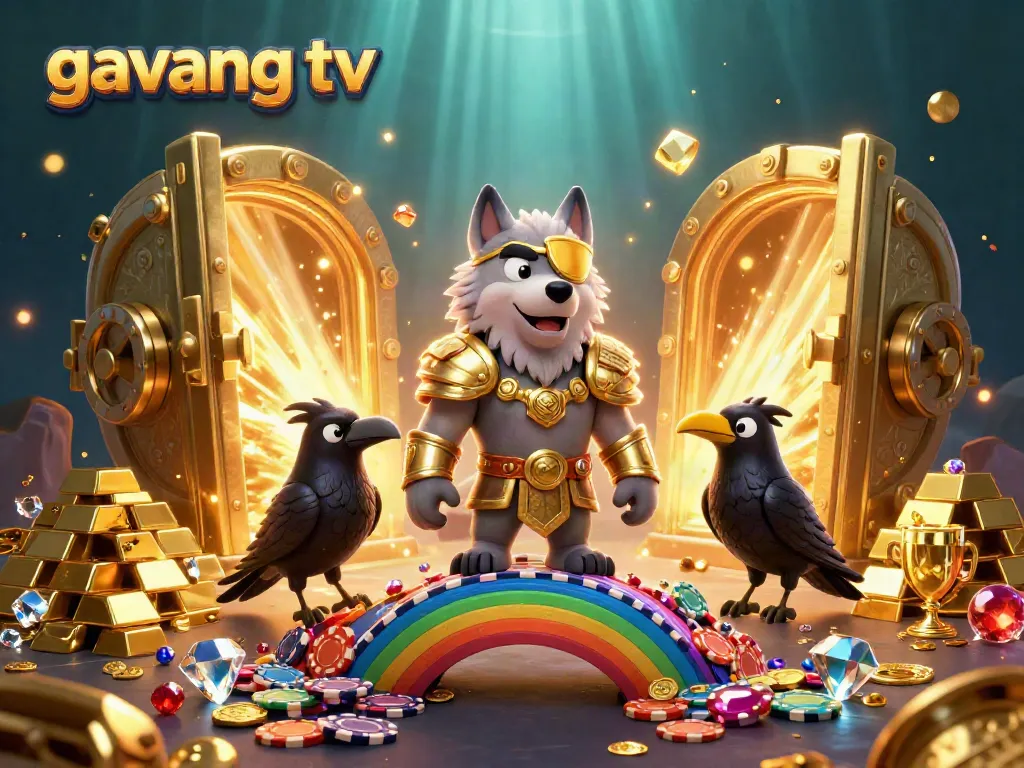Experience the excitement of gavang tv with a colorful, dynamic, casino-themed illustration.
