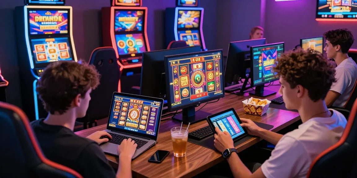 Exciting new online casinos scene with players enjoying engaging gaming experiences.