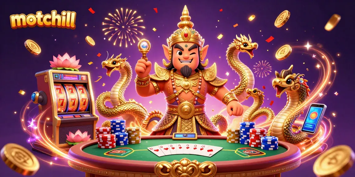 Experience thrilling moments with motchill's vibrant casino-themed 3D illustration showcasing rich gambling elements.