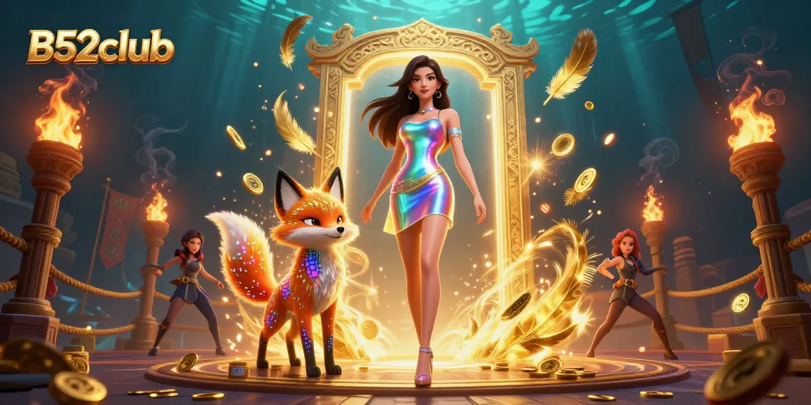 Spin to win at B52club with vibrant gaming elements and colorful characters in a dazzling scene.
