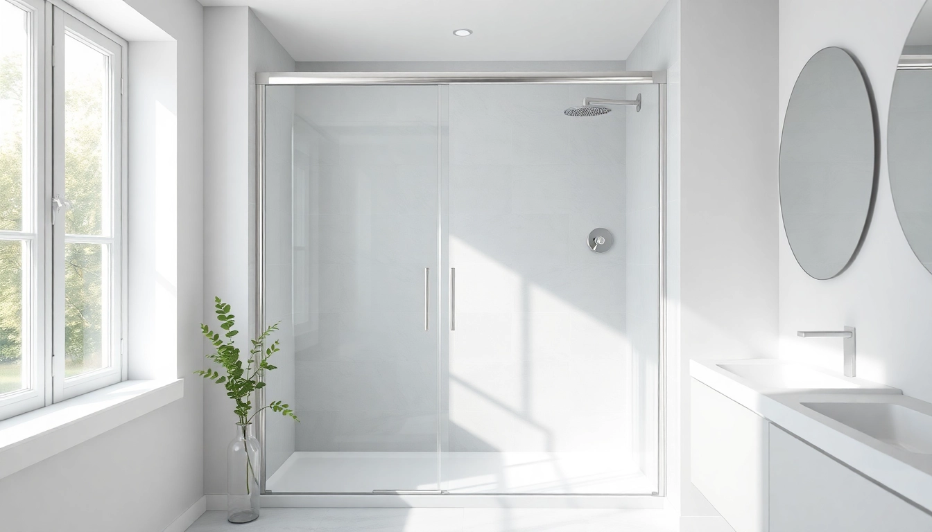 Elegant shower screen door showcasing modern design and clarity in a minimalist bathroom.