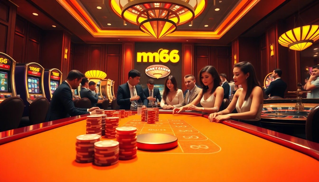 Exciting gamification at mm66 casino with players enjoying poker, slots, and roulette.