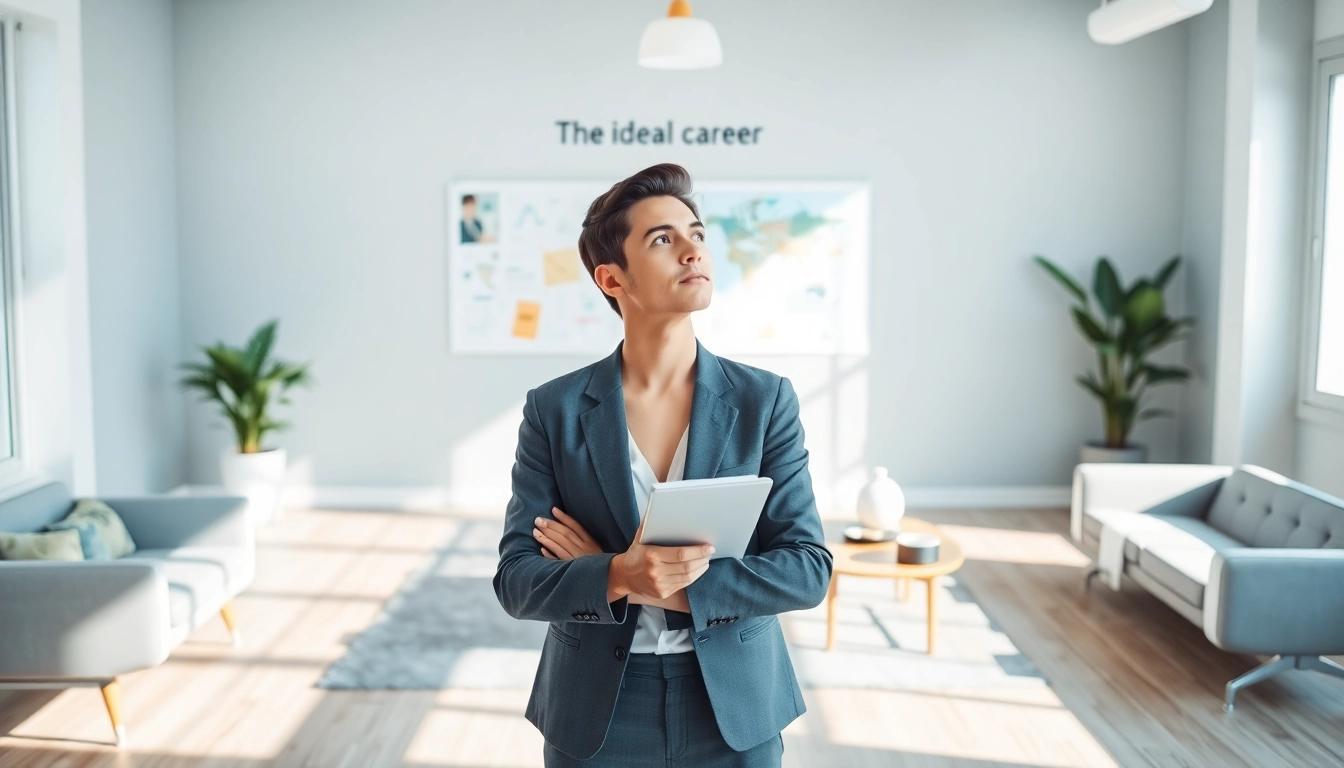 Visualizing an ideal career as a professional reflects deeply in a modern office.