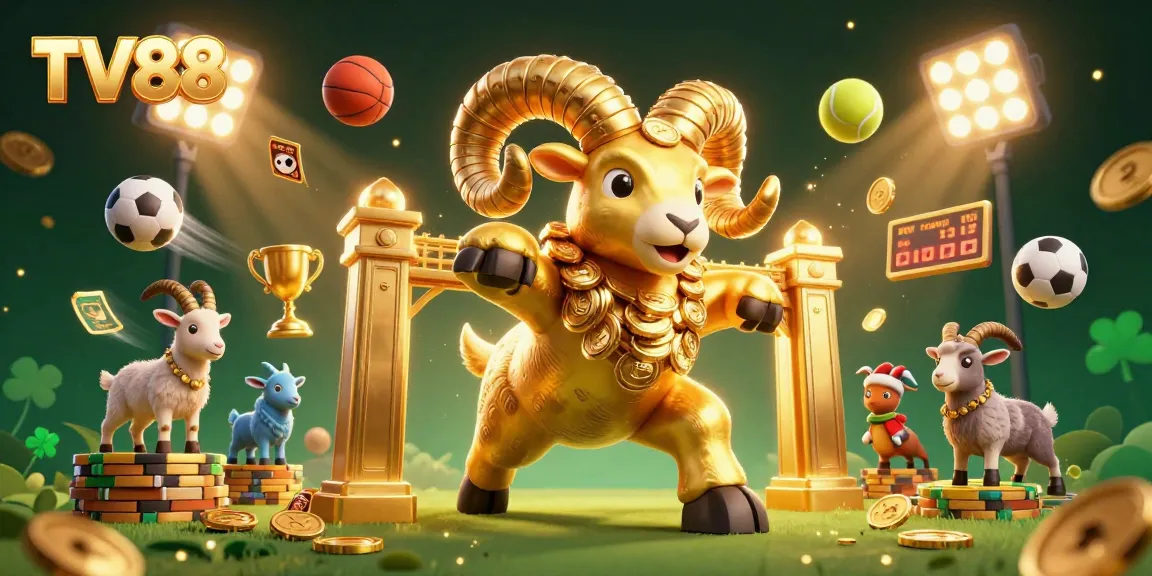 Bet and win at TV88 with exciting sports betting action featuring golden elements and dynamic 3D characters.