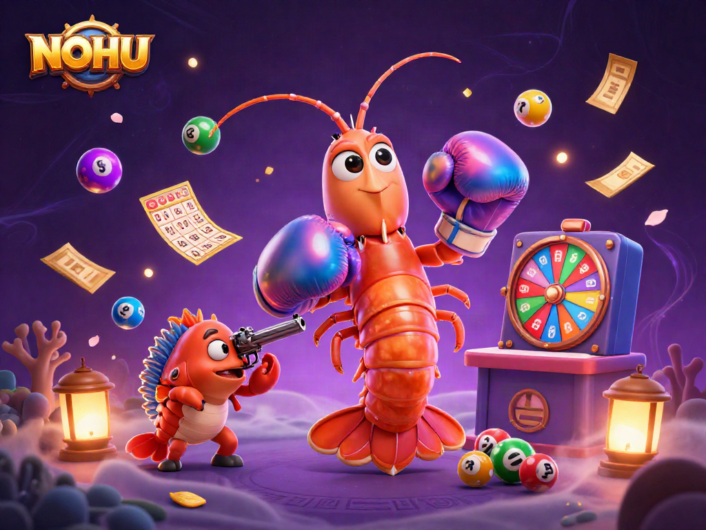 Experience the excitement of NOHU with vibrant lottery dynamics and 3D gambling characters.