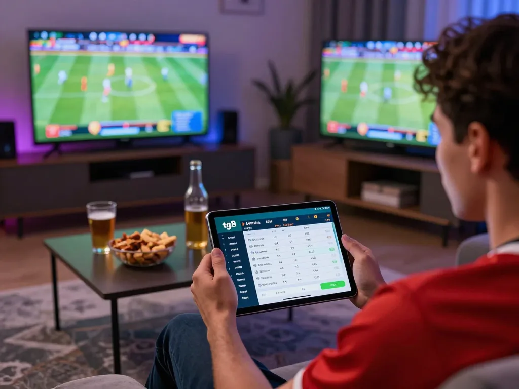 Engaging with tg8's sports betting app at home while cheering for live events