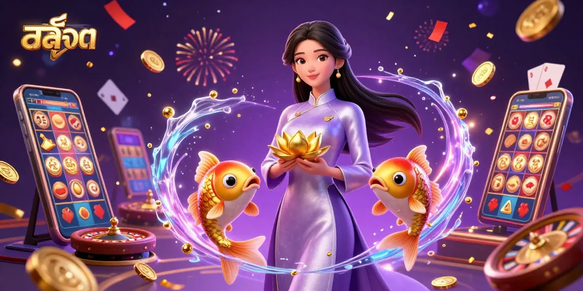 Experience thrilling สล็อต gameplay with an elegant woman and festive casino elements in an immersive 3D scene.