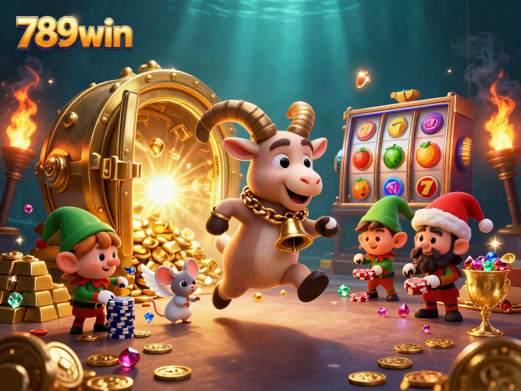 Join the exciting 789win casino adventure with festive characters and dynamic slot reels!