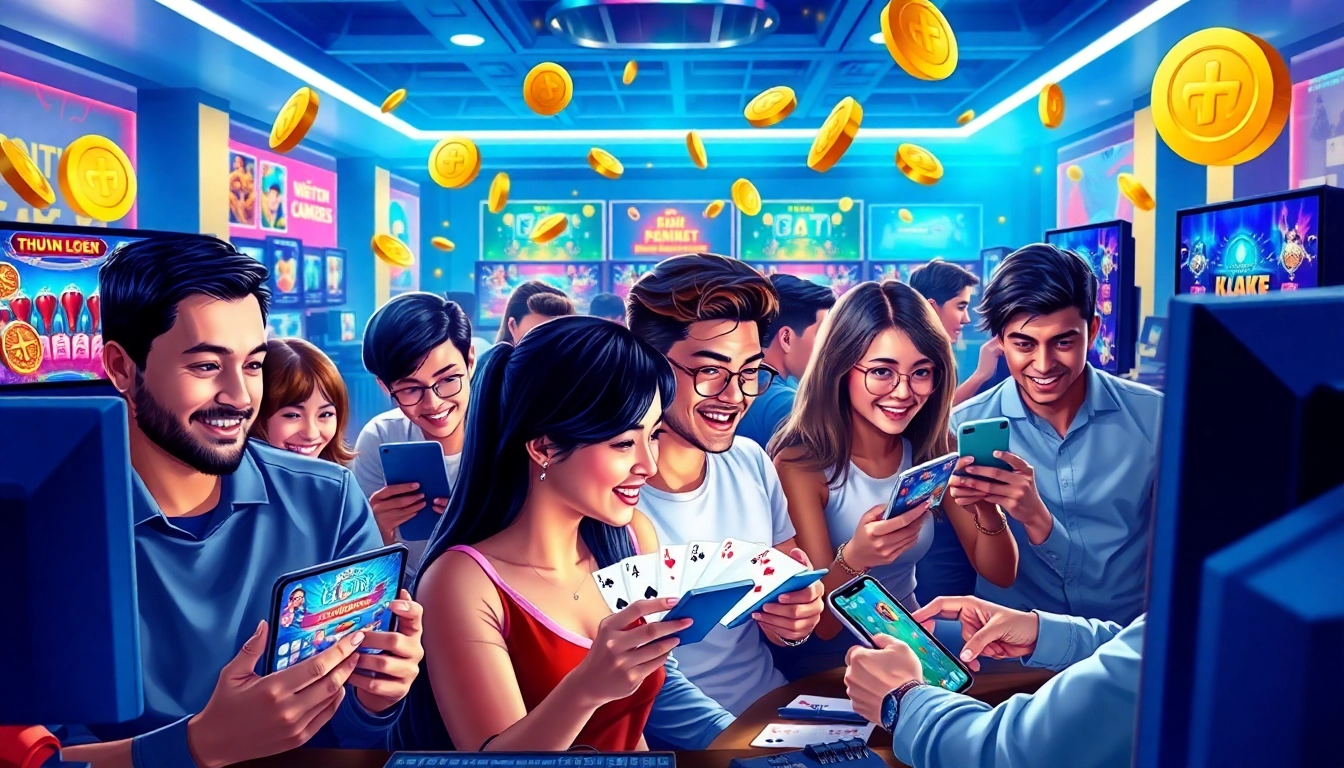 Engaging gameplay scene representing topgamebaidoithuong.mx with diverse players enjoying popular online card games.