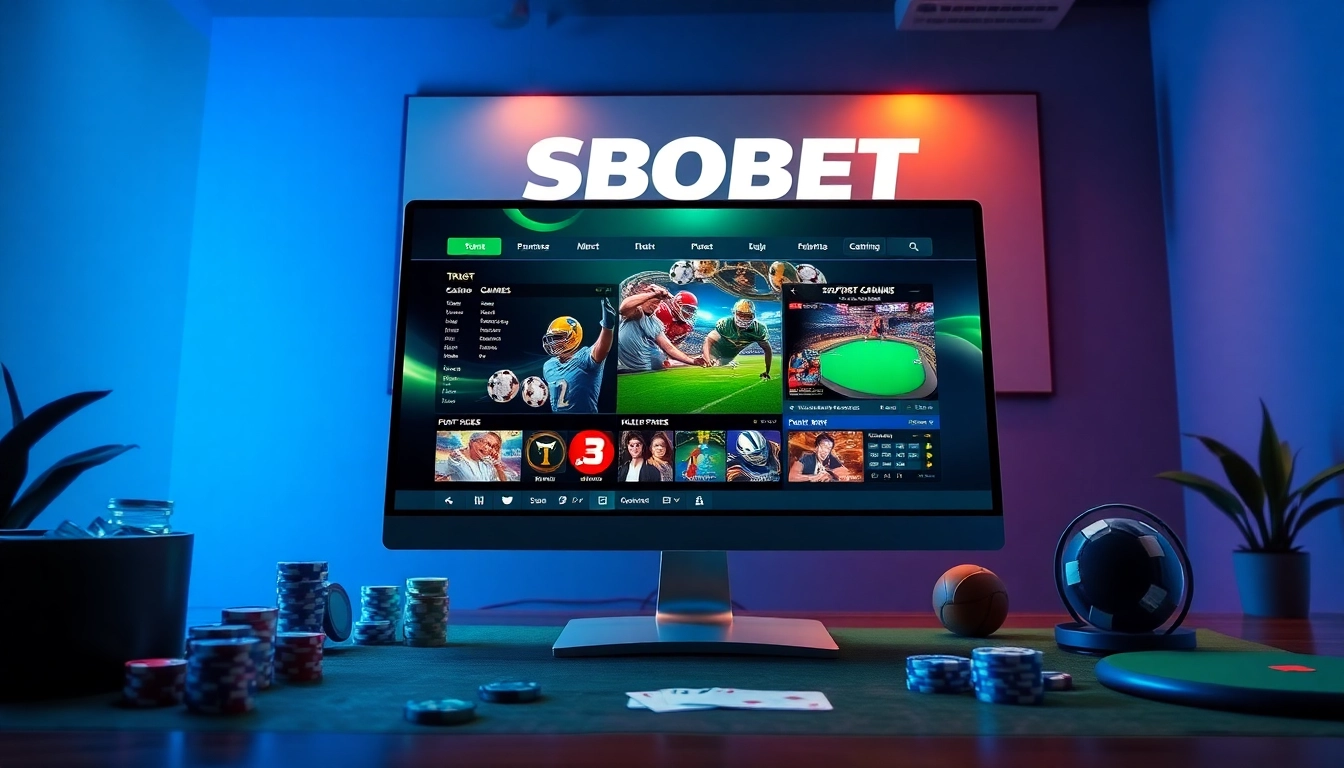 Engaging SBOBET gaming environment showing online betting options and casino games