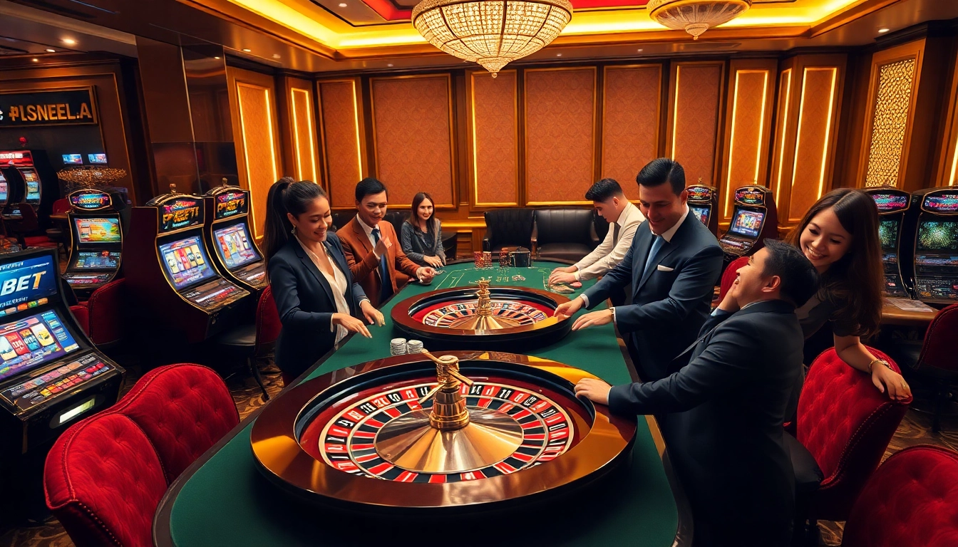Experience the thrill of FEBET with a vibrant casino atmosphere featuring poker chips and roulette wheels.