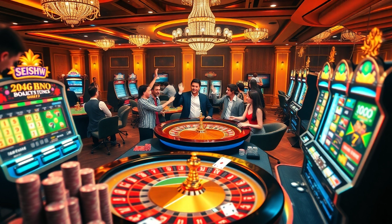 Players enjoying various games at 399W online casino, highlighting excitement and luxury.