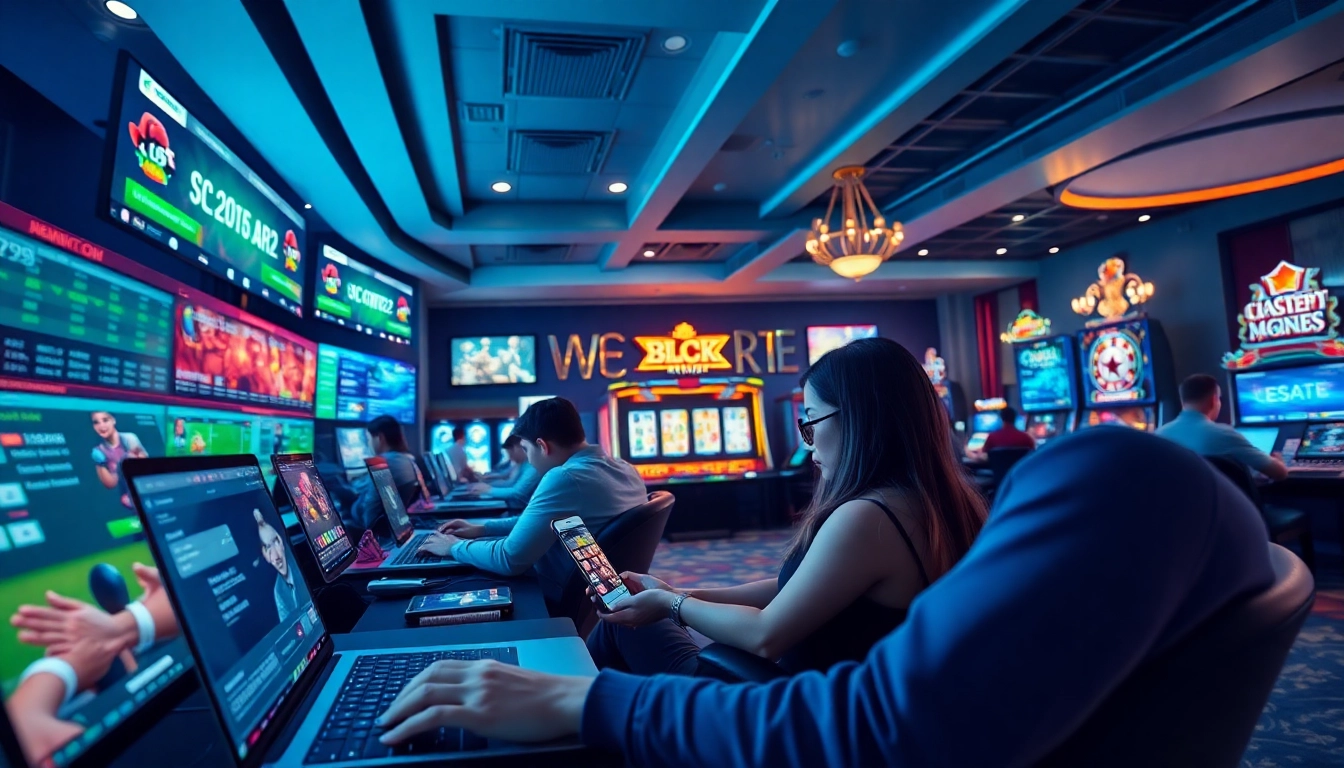Engaging players enjoying online gaming experiences at 98winwin.live with vibrant sports betting and slot games.