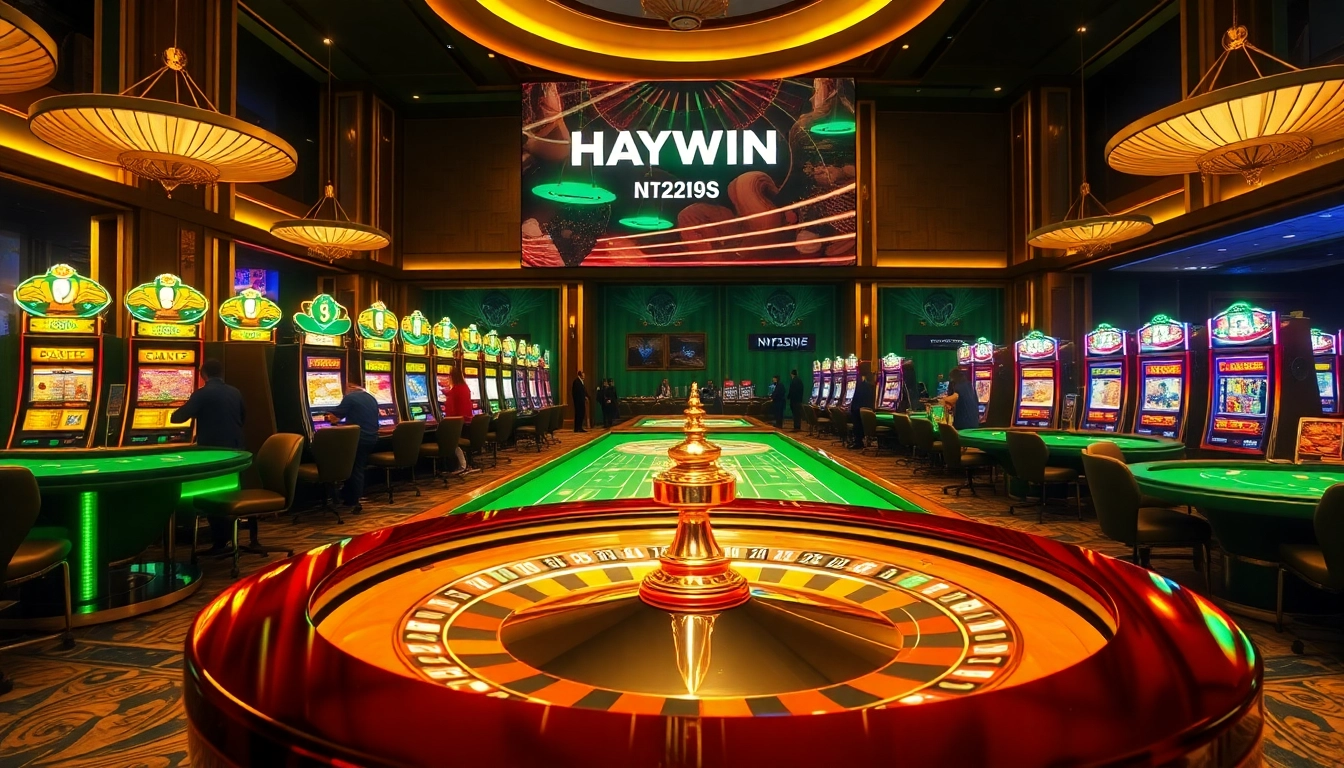 Players engaged at a roulette table showcasing HAYWIN excitement in a luxurious casino.
