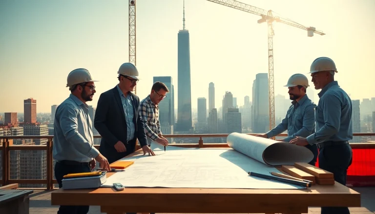 New York City Commercial General Contractor team collaborating on a skyscraper project.